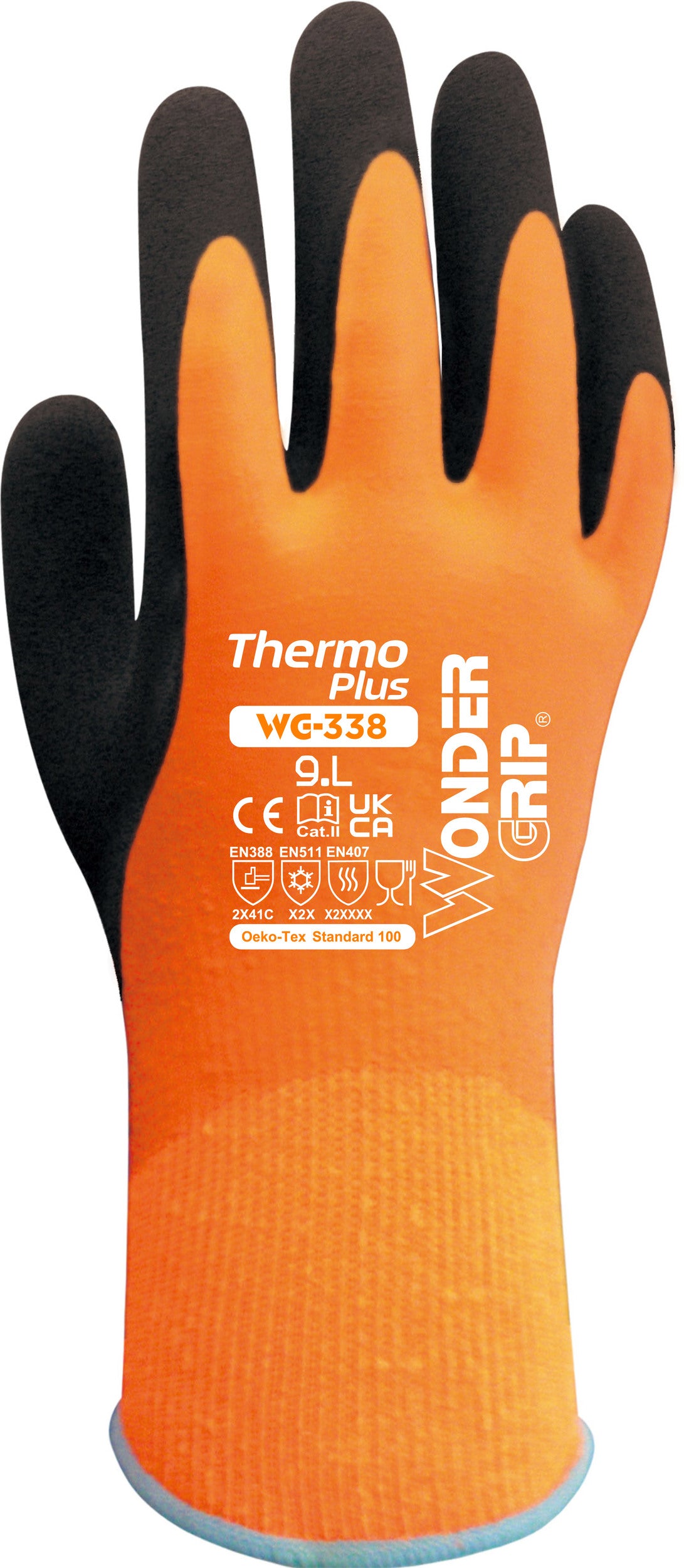 Wonder Grip® WG-338 Orange Thermo Plus Fully Coated Foam Latex Grip  Waterproof Gloves