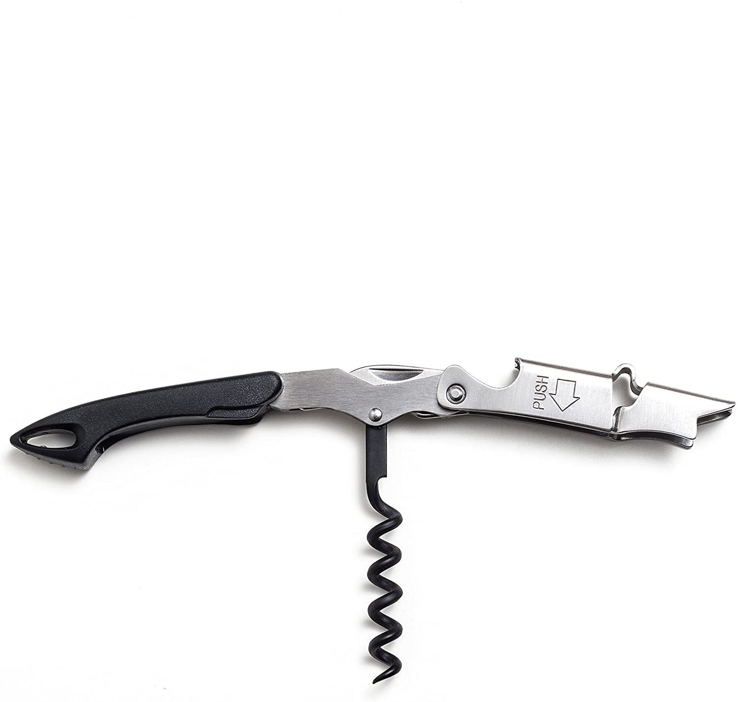 Pocket By Coutale Sommelier - The French Patented Spring-Loaded Double Lever Waiters Corkscrew and Wine Bottle Opener (Black)