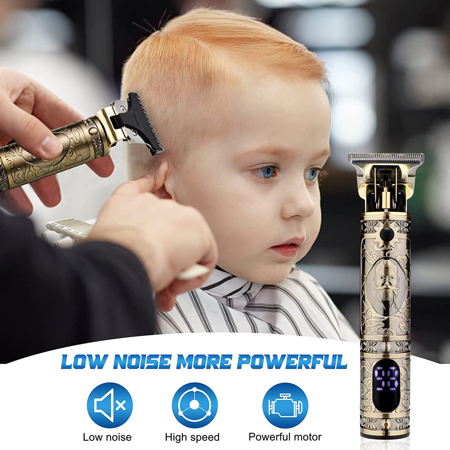 Professional Hair/Beard Clipper (14 pcs) with LED Display