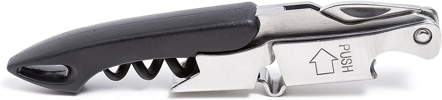 Pocket By Coutale Sommelier - The French Patented Spring-Loaded Double Lever Waiters Corkscrew and Wine Bottle Opener (Black)