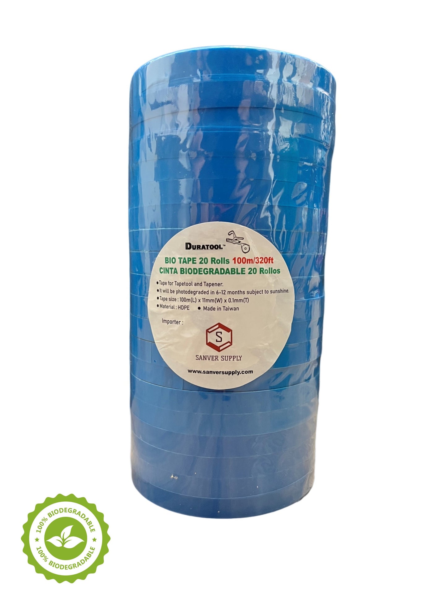 BIODEGRADABLE Tie tape Large Roll 1/2”x 328' 4ml for Tapener HT-R2 (BLUE)