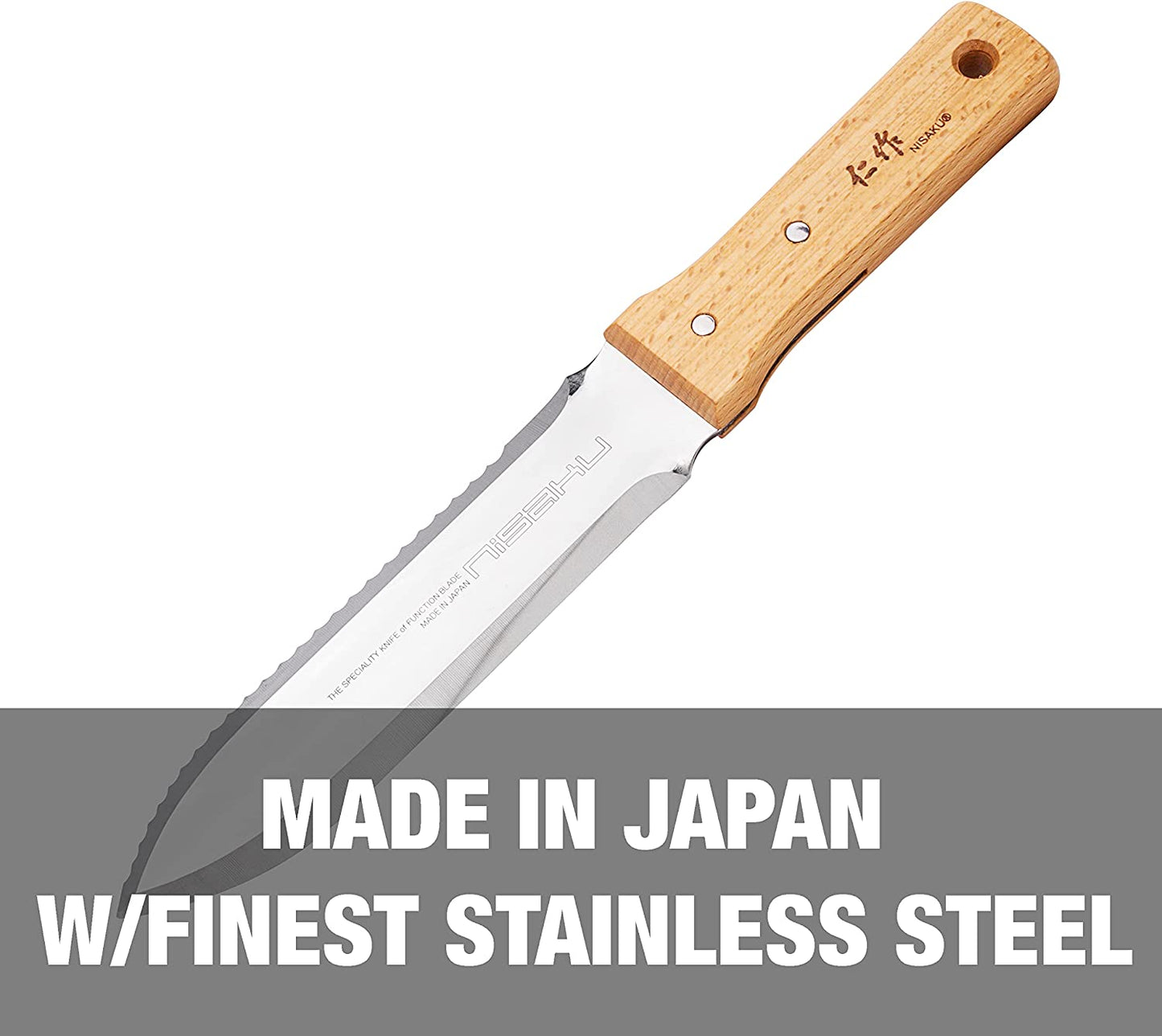 NISAKU NJP650 The Original HORI HORI Japanese Stainless Steel Weeding Knife