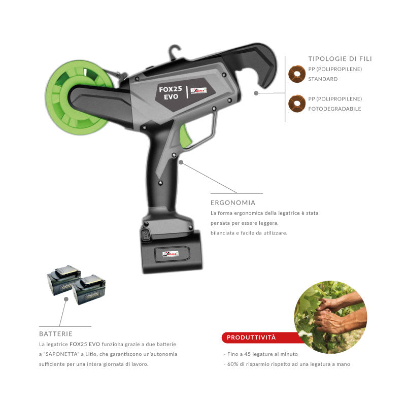 AIMA High Performance Cordless Electric Tying Tool FOX25 EVO