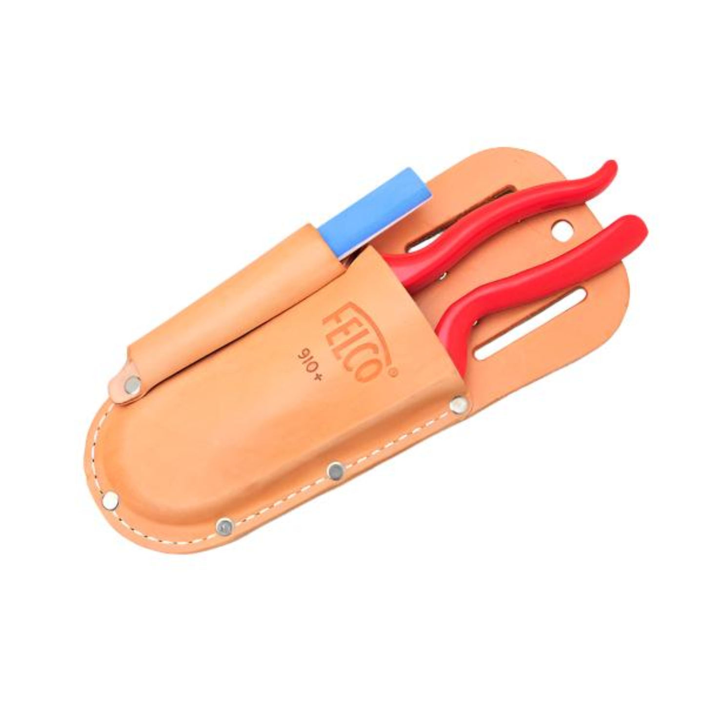 Felco Leather Holster 910+ with Belt Clip and Sharpener Holder.