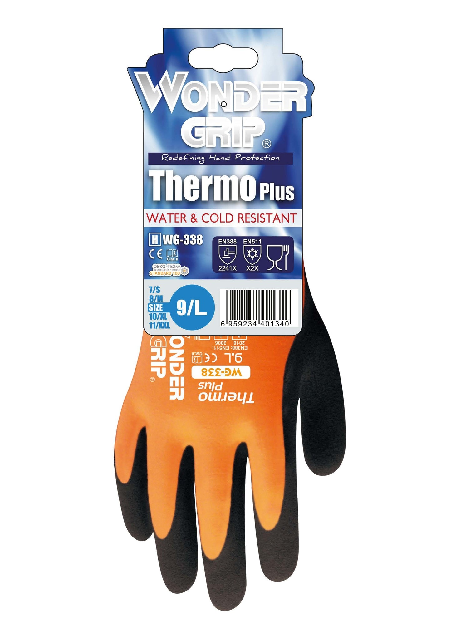 Wonder Grip Thermal Plus Gloves Black/Orange (1 pair) WG-338
