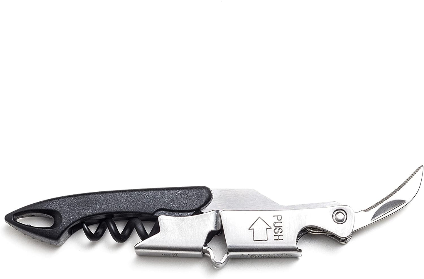 Pocket By Coutale Sommelier - The French Patented Spring-Loaded Double Lever Waiters Corkscrew and Wine Bottle Opener (Black)