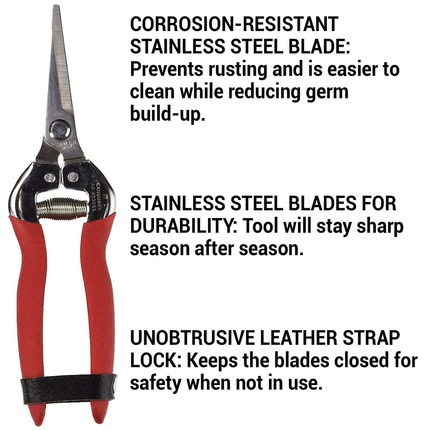 Corona Needle Nose Long Harvest Snips  Stainless Steel AG-4930SS