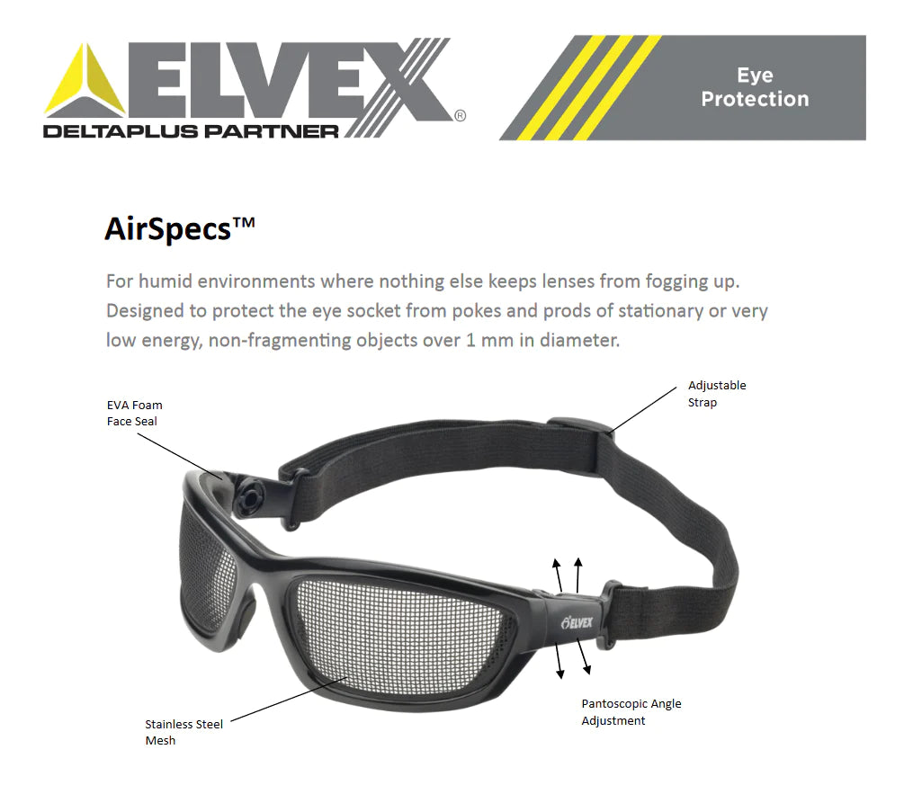 Elvex GG-50 Ais Specs Mesh Safety Goggles
