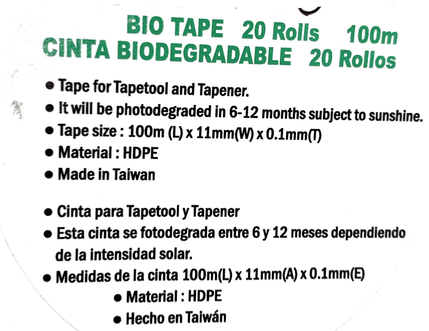 BIODEGRADABLE Tie tape Large Roll 1/2”x 328' 4ml for Tapener HT-R2